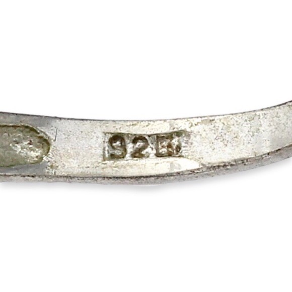 Estate Sterling Silver Blue Rhinestone Heart Ring Size 5 Bypass Style - Picture 4 of 4